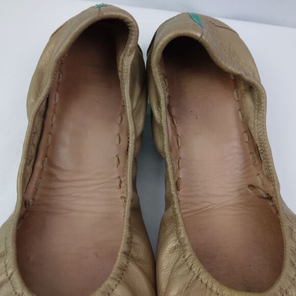 Tieks By Gavrieli Metallic Gold Ballet Flats Leather Teal Accents Women's Size 9 - Picture 4 of 12